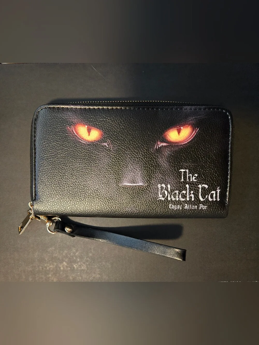 Lettoria The Black Cat Zip Vegan Leather Wallet Wristlet